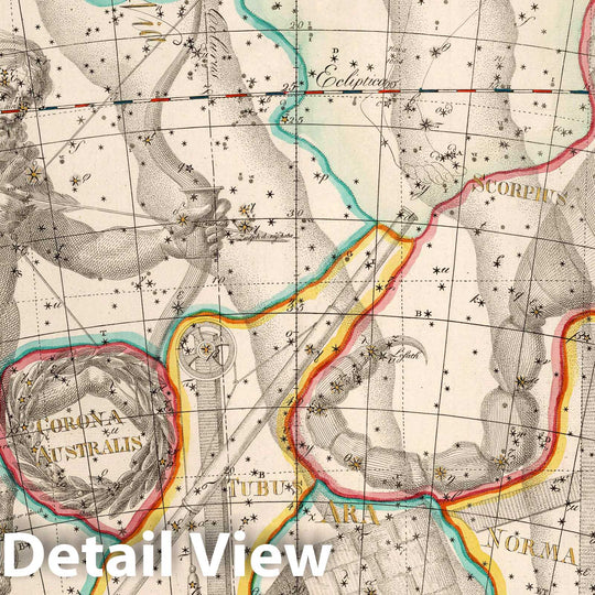 Historic Map : XV. Scorpius. Coelum Stellatum, 1801 Celestial Atlas - Vintage Wall Art