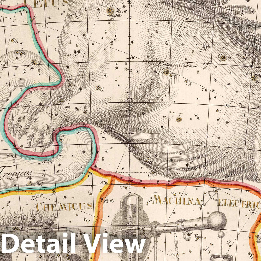 Historic Map : XVII. Cetus. Coelum Stellatum, 1801 Celestial Atlas - Vintage Wall Art