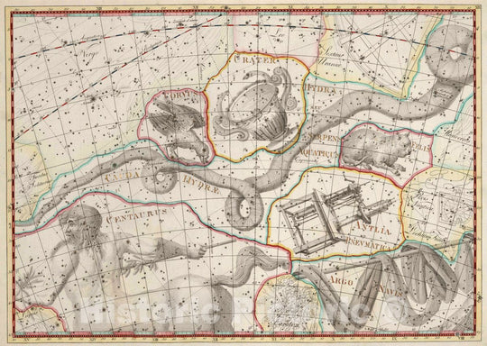 Historic Map : XIX. Hydra. Coelum Stellatum, 1801 Celestial Atlas - Vintage Wall Art