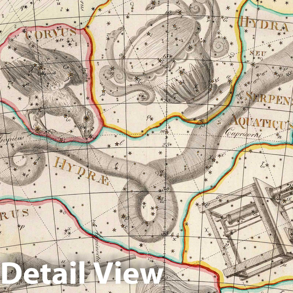 Historic Map : XIX. Hydra. Coelum Stellatum, 1801 Celestial Atlas - Vintage Wall Art