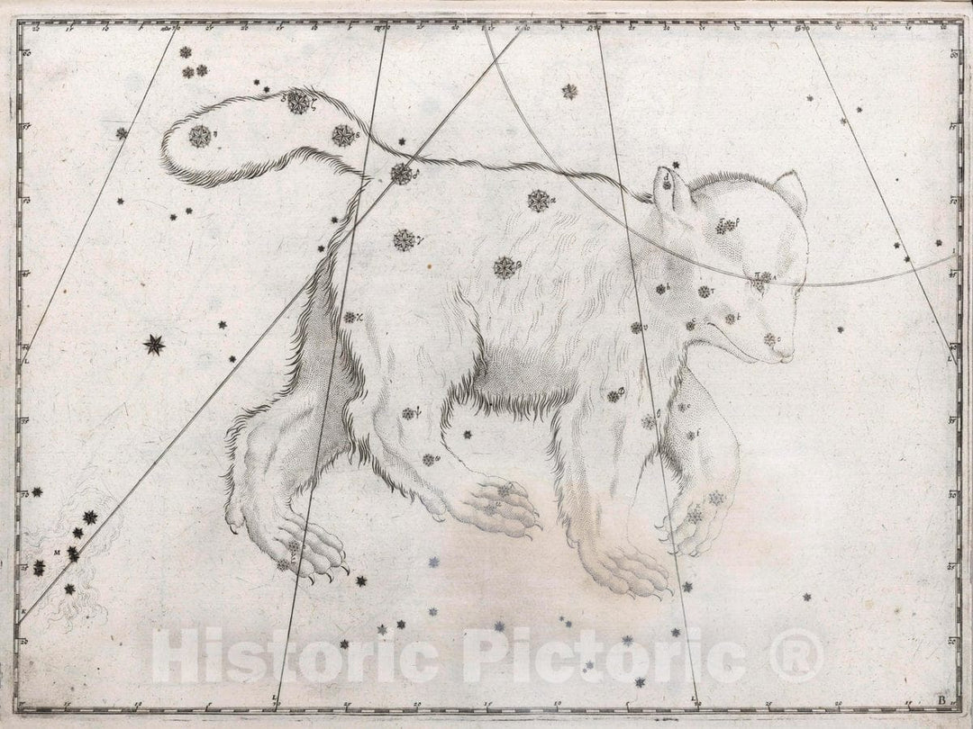 Historic Map : Constellation: Ursa Major, Large Bear, 1655 Celestial Atlas - Vintage Wall Art