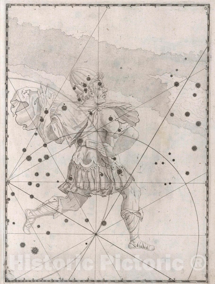 Historic Map : Constellation: Cepheus, Soldier, 1655 Celestial Atlas - Vintage Wall Art