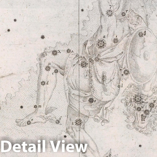 Historic Map : Constellation: Perseus with The Head of Medusa, 1655 Celestial Atlas - Vintage Wall Art