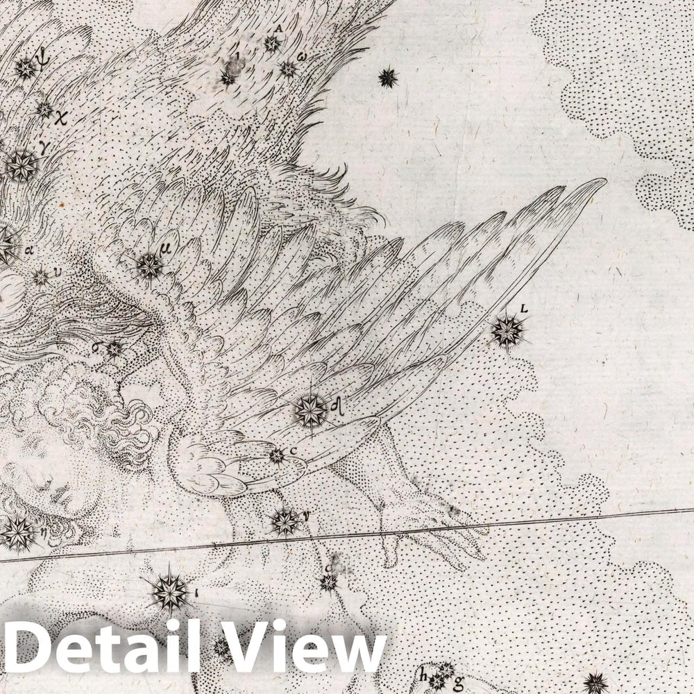 Historic Map : Constellation: Aquila, Eagle and Child, 1655 Celestial Atlas - Vintage Wall Art