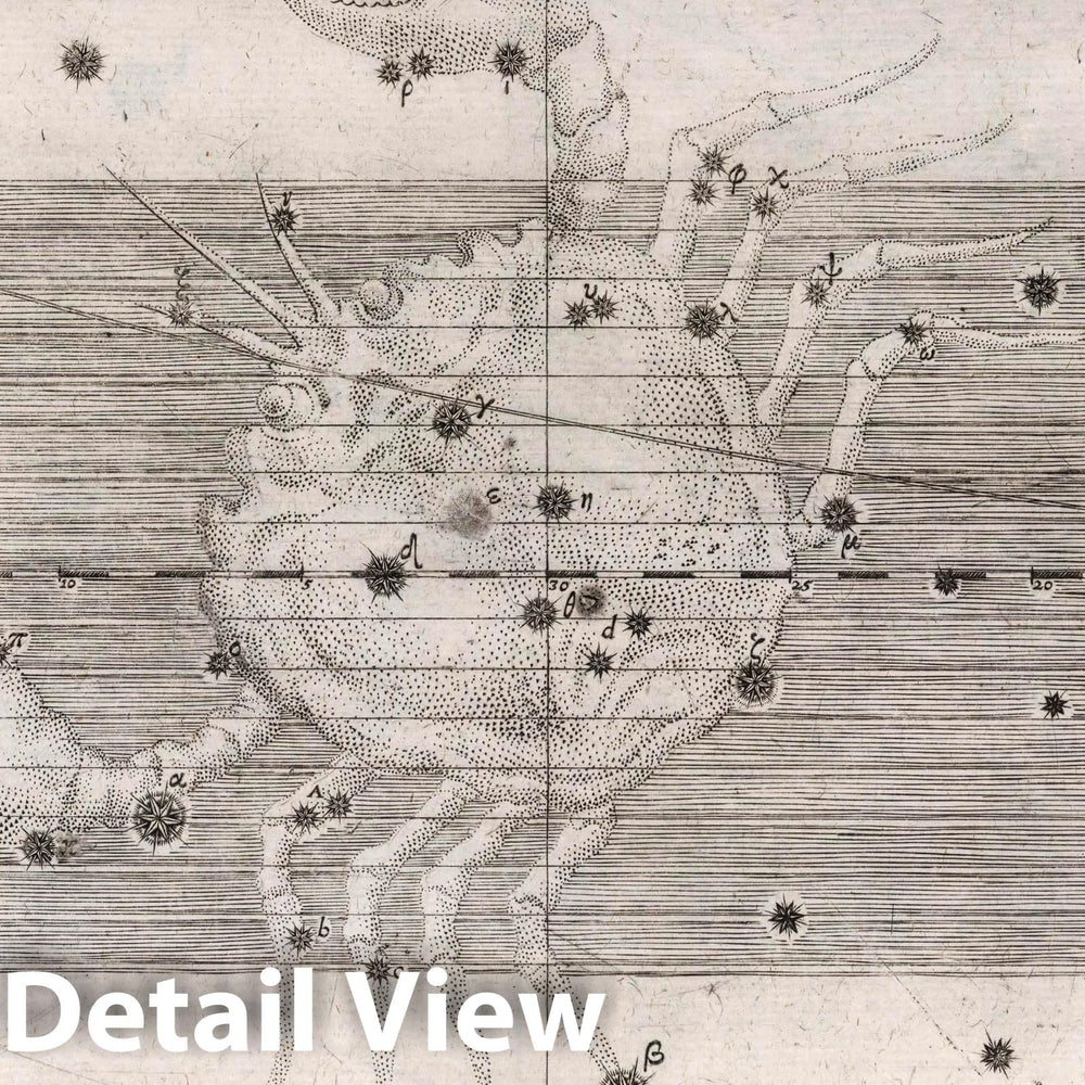 Historic Map : Constellation: Cancer, The Crab, 1655 Celestial Atlas - Vintage Wall Art