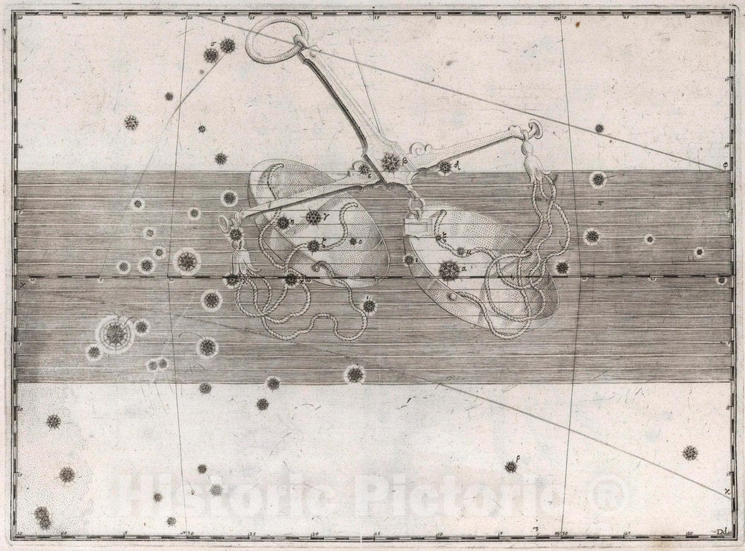 Historic Map : Constellation: Libra, The Scales, 1655 Celestial Atlas - Vintage Wall Art