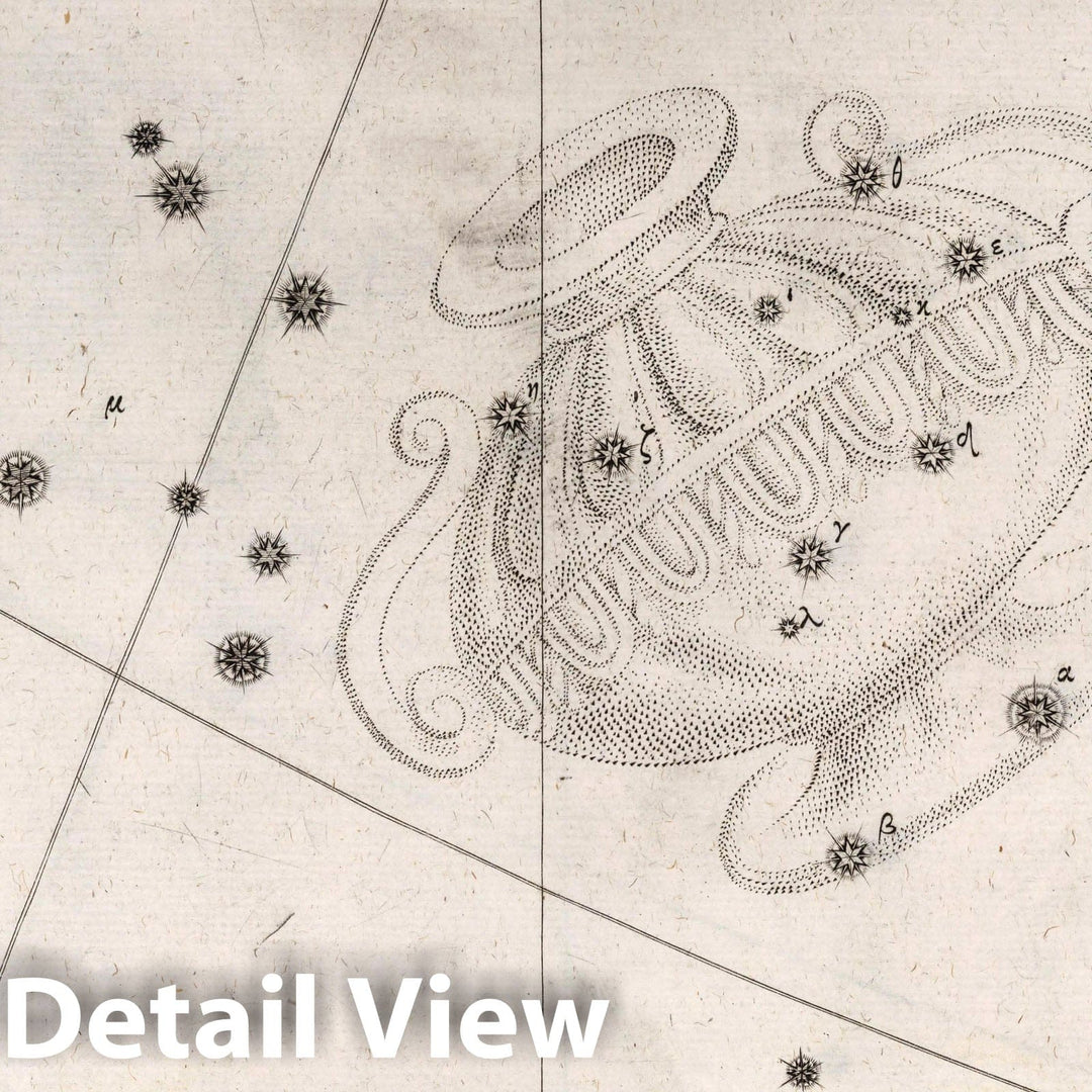 Historic Map : Constellation: Crater, an Amphorae, 1655 Celestial Atlas - Vintage Wall Art