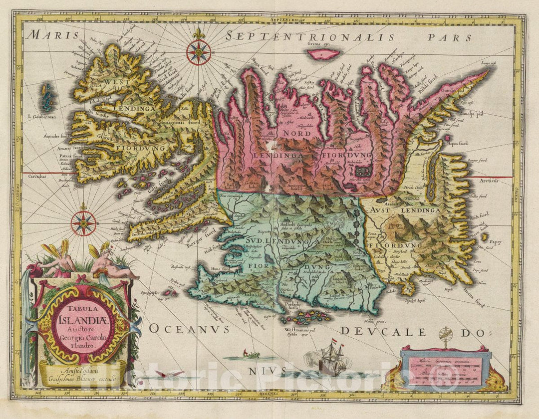 Historic Map : Iceland, Atlas Maior Sive Cosmographia Blaviana, Qua Solvm, Salvm, Coelvm, Accvratissime Describvntvr. Tabula Islandi? 1665 Atlas , Vintage Wall Art