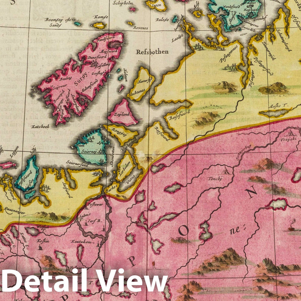 Historic Map : Norway, Atlas Maior Sive Cosmographia Blaviana, Qua Solvm, Salvm, Coelvm, Accvratissime Describvntvr. Finmarchia, 1665 Atlas , Vintage Wall Art