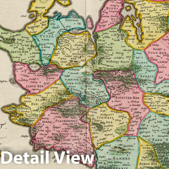 Historic Map : Denmark, Zealand (Denmark) Zeelandia Insvla Danicarum Maxima, 1665 Atlas , Vintage Wall Art