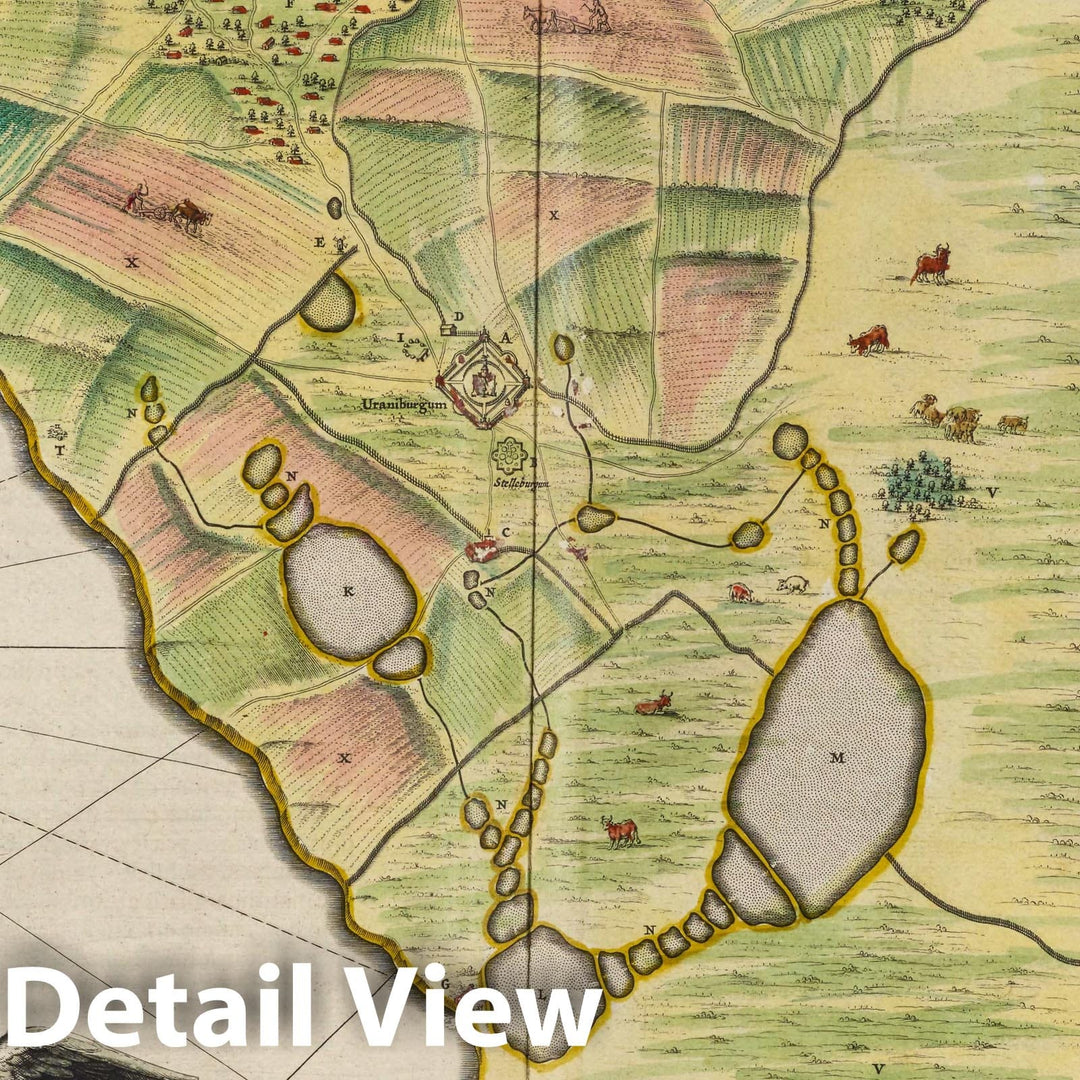 Historic Map : Denmark, Hven Island (Denmark) Insula Hv?a, sive Venusia, 1665 Atlas , Vintage Wall Art