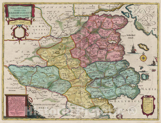 Historic Map : Denmark, Haderslev Region (Denmark) Pars Orientalis Pr?ectvr?Hadersleben, 1665 Atlas , Vintage Wall Art