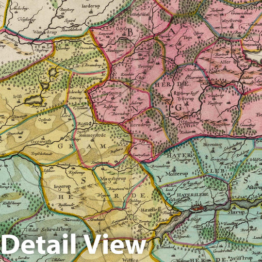 Historic Map : Denmark, Haderslev Region (Denmark) Pars Orientalis Pr?ectvr?Hadersleben, 1665 Atlas , Vintage Wall Art