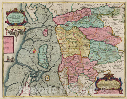 Historic Map : Denmark, Haderslev Region (Denmark) Pars Occidentalis Pr?ectvr?Hadersleben, 1665 Atlas , Vintage Wall Art