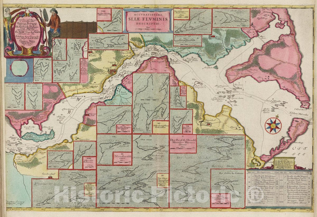 Historic Map : Germany, Schlei River , Germany Accvratissima Sli?Flvminis Descriptio , Vintage Wall Art