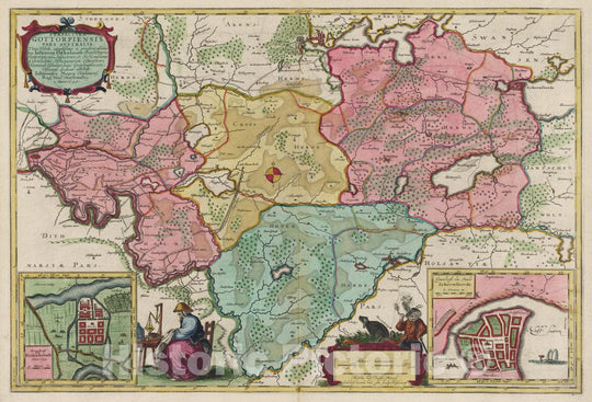 Historic Map : Germany, Schleswig-Holstein , Germany Pr?ectur?Gottorpiensis pars Avstralis, 1665 Atlas , Vintage Wall Art