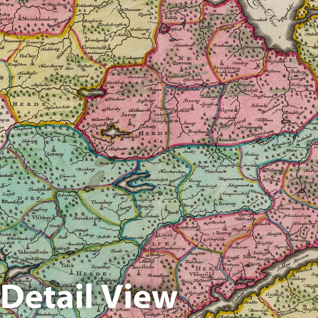 Historic Map : Germany, Schwansen , Germany Territoria Anglen Et Schwansen, 1665 Atlas , Vintage Wall Art