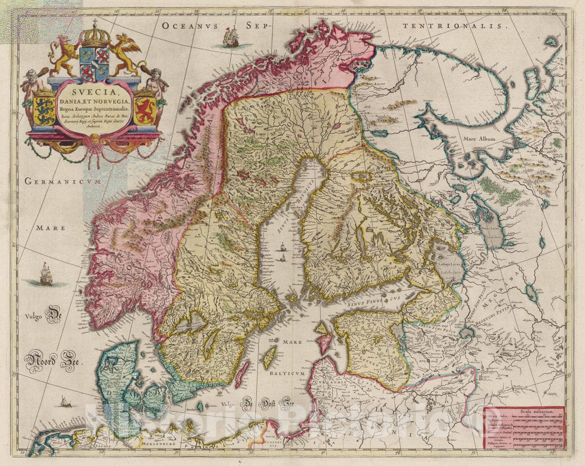 Historic Map : Sweden, Scandinavia Svecia, Dania, Et Norvegia, 1665 Atlas , Vintage Wall Art