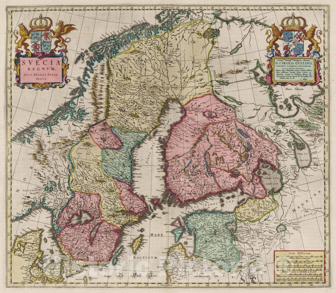 Historic Wall Map : Sweden, Atlas Maior Sive Cosmographia Blaviana, Qua Solvm, Salvm, Coelvm, Accvratissime Describvntvr. Svecia Regnvm, 1665 Atlas , Vintage Wall Art