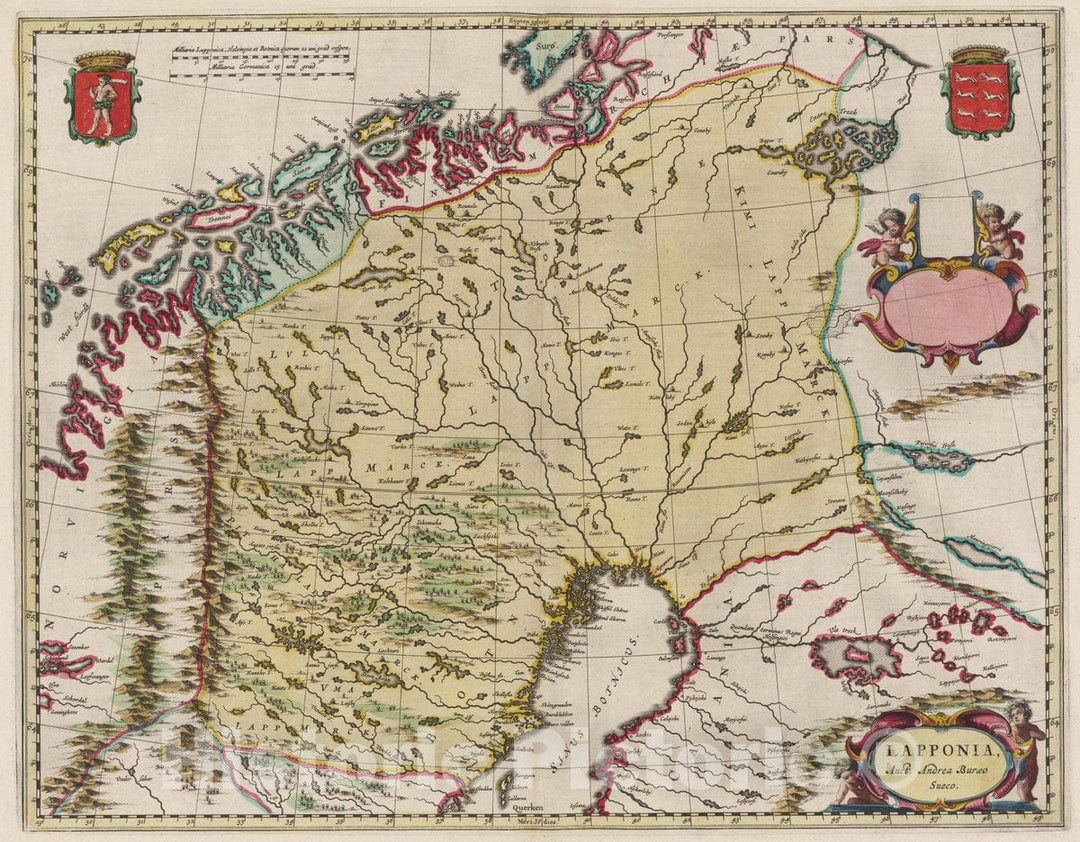 Historic Map : Sweden, Lapland Atlas Maior Sive Cosmographia Blaviana, Qua Solvm, Salvm, Coelvm, Accvratissime Describvntvr. Lapponia, 1665 Atlas , Vintage Wall Art