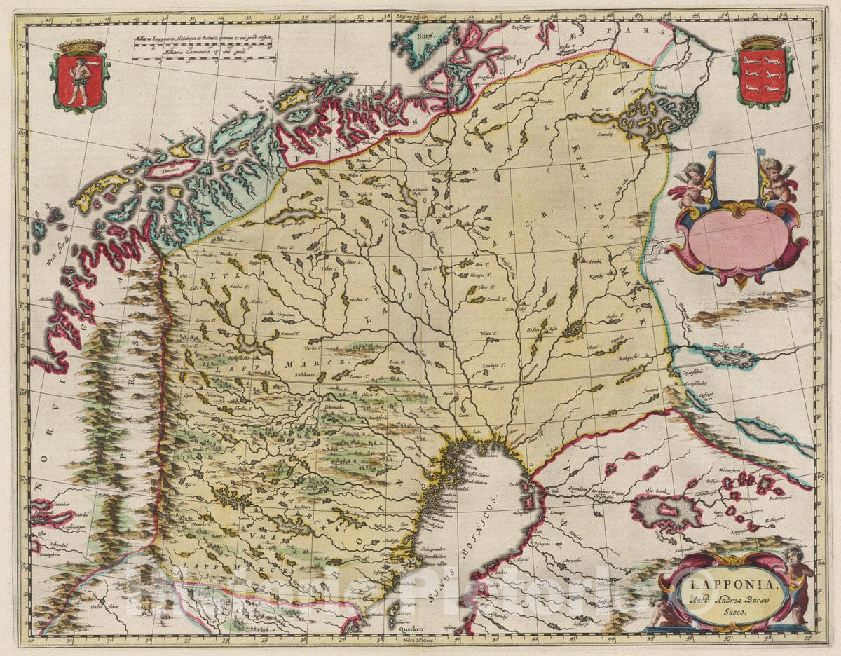 Historic Map : Sweden, Lapland Atlas Maior Sive Cosmographia Blaviana, Qua Solvm, Salvm, Coelvm, Accvratissime Describvntvr. Lapponia, 1665 Atlas , Vintage Wall Art