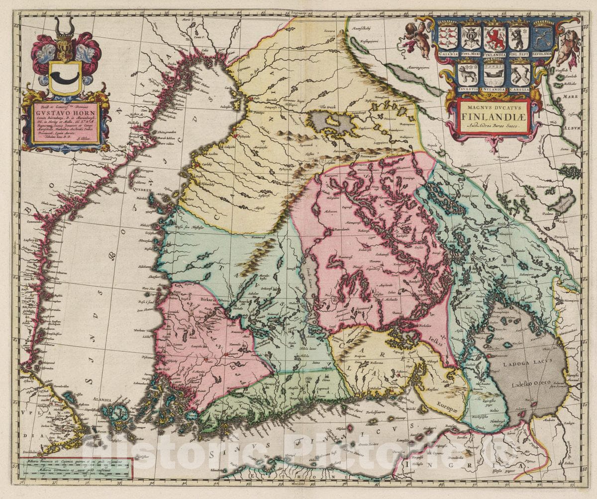 Historic Map : Finland, Magnvs Dvcatvs Finlandiae, 1665 Atlas , Vintage Wall Art