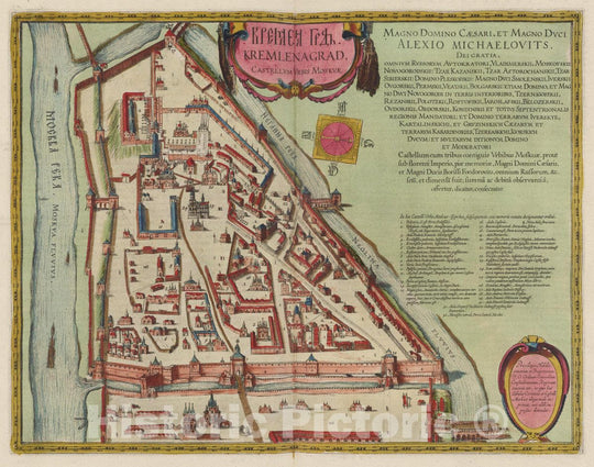 Historic Map : Moscow (Russia), Atlas Maior Sive Cosmographia Blaviana, Qua Solvm, Salvm, Coelvm, Accvratissime Describvntvr. Kremlenagrad, 1665 Atlas , Vintage Wall Art