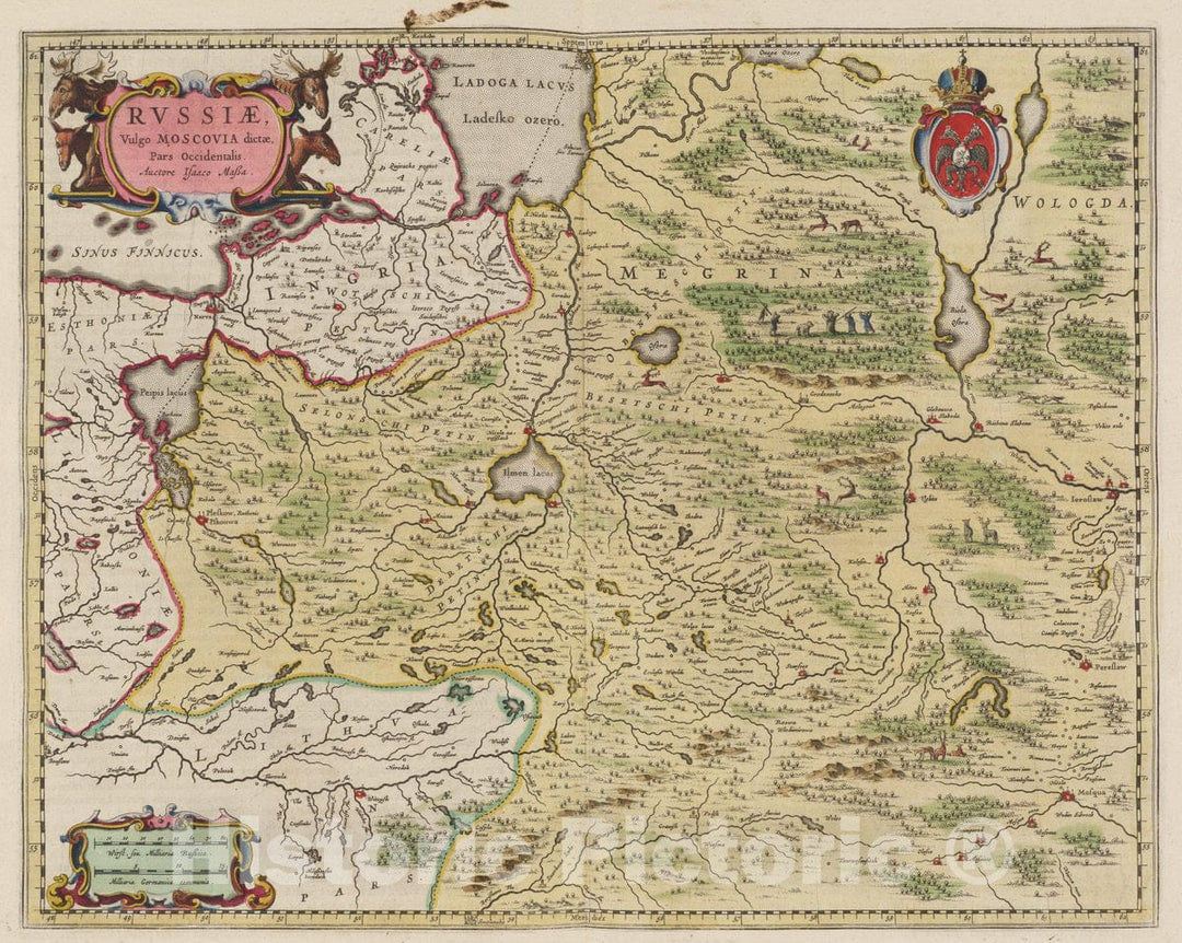 Historic Map : Russia, Moscow Region (Russia) Rvssiae, Vulgo Moscovia dictae, Pars Occidentalis, 1665 Atlas , Vintage Wall Art