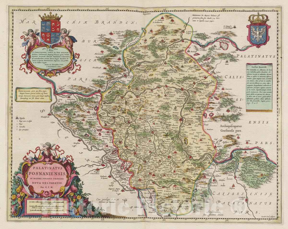 Historic Map : Poland, Palatinatvs Posnaniensisa Nova Delineatio, 1665 Atlas , Vintage Wall Art