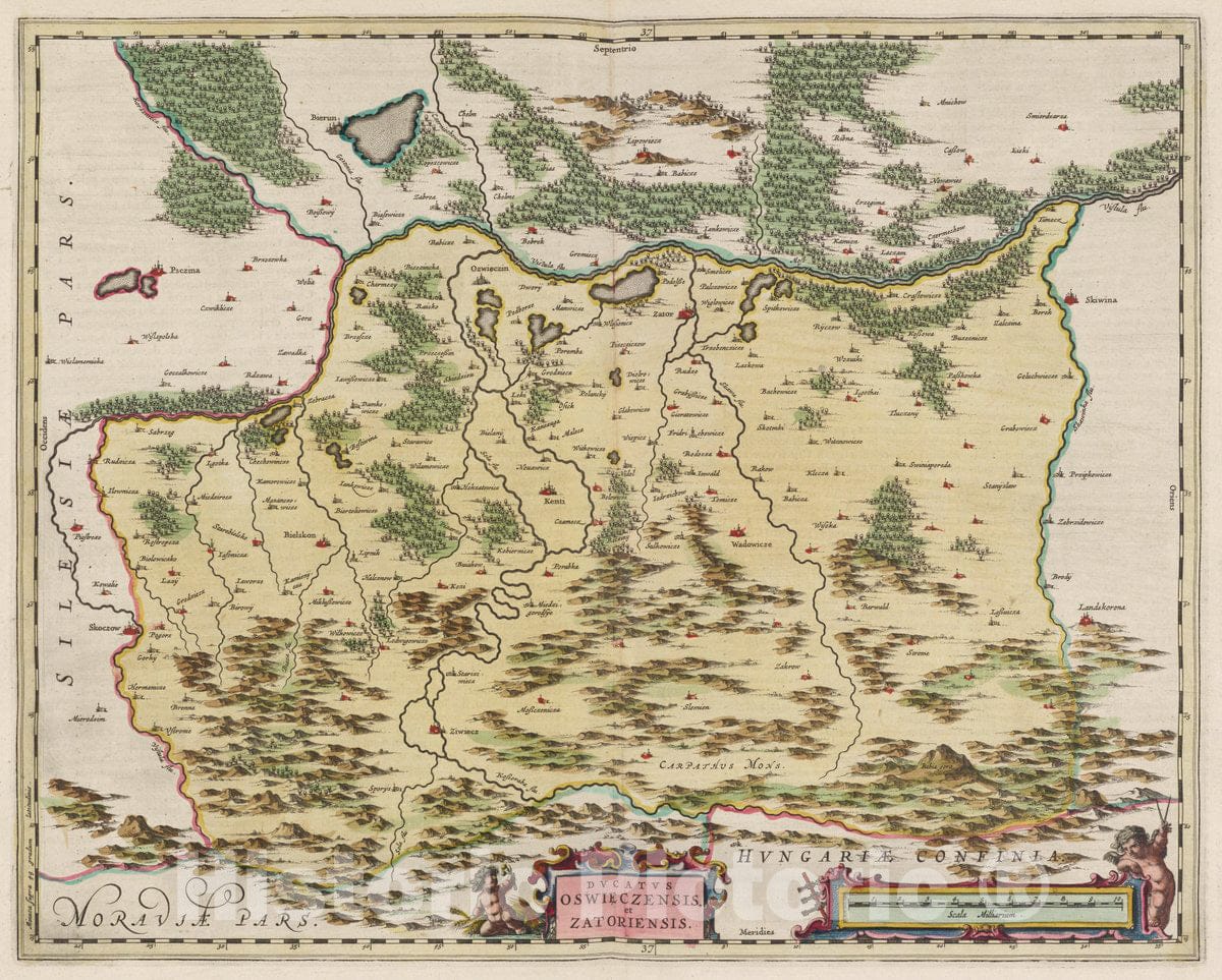 Historic Map : Poland, Dvcatvs Oswiezensis et Zatoriensis, 1665 Atlas , Vintage Wall Art