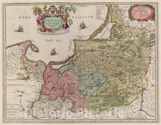 Historic Map : Poland, Prussia , Germany Prvssia Accvrate Descripta, 1665 Atlas , Vintage Wall Art