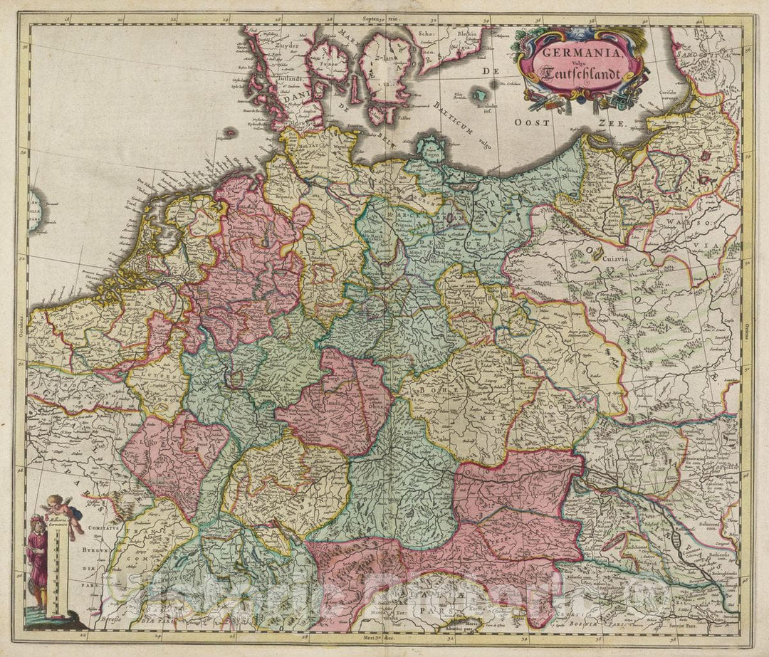 Historic Wall Map : Germany, Germania Vulgo Teutschlandt , Vintage Wall Art