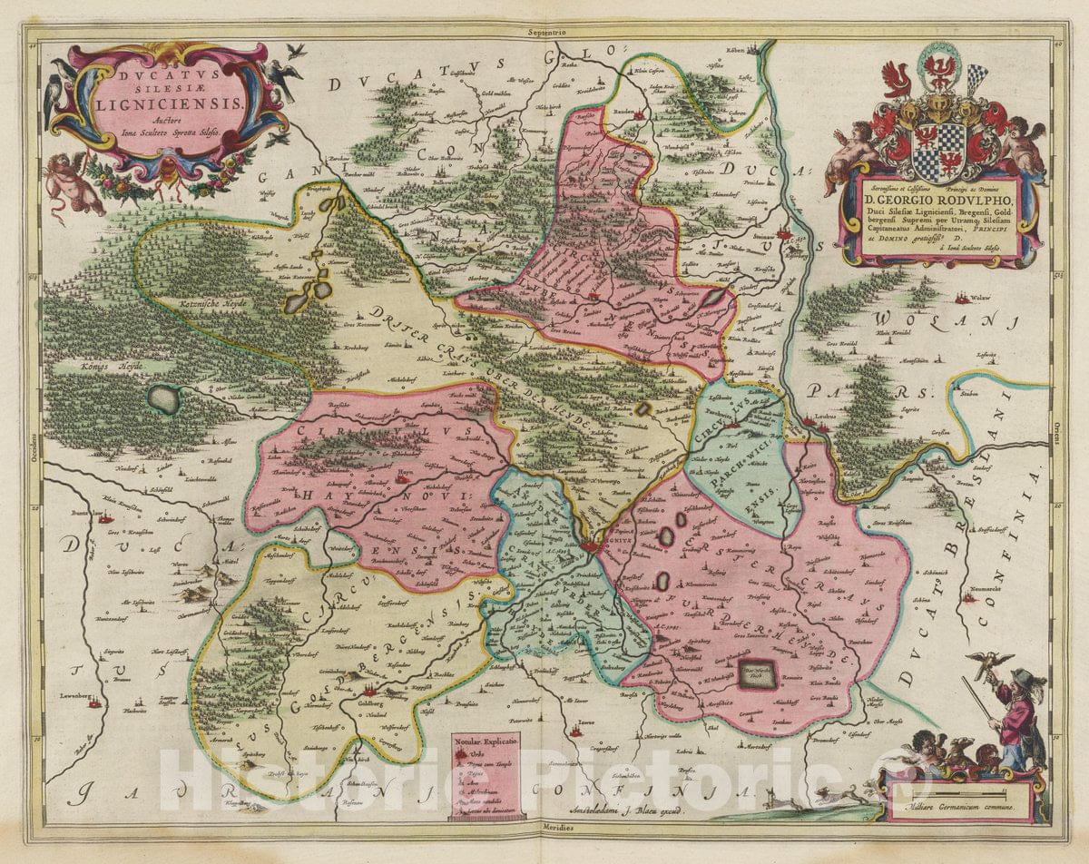 Historic Map : Germany, Dvcatvs Silesiae Ligniciensis, 1665 Atlas , Vintage Wall Art