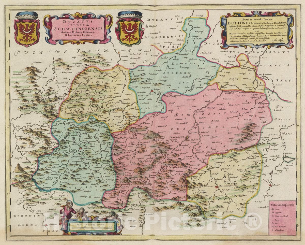 Historic Map : Germany, Dvcatvs Silesiae Schwidnicensis, 1665 Atlas , Vintage Wall Art