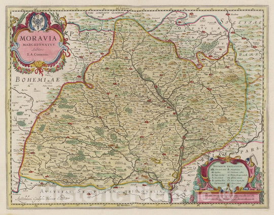 Historic Wall Map : Germany, Atlas Maior Sive Cosmographia Blaviana, Qua Solvm, Salvm, Coelvm, Accvratissime Describvntvr. Moravia Marchionatvs, 1665 Atlas , Vintage Wall Art