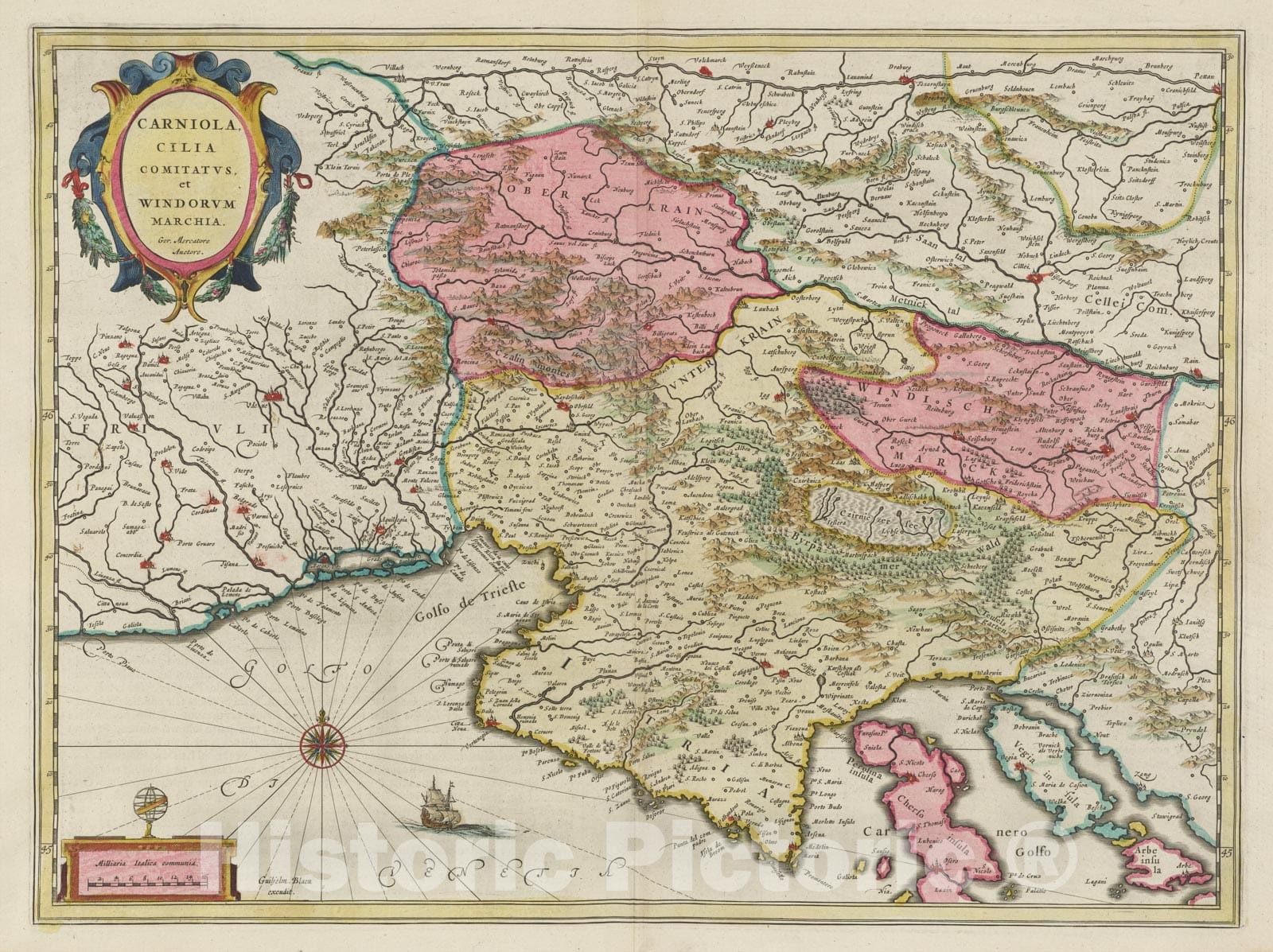 Historic Map : Croatia, Carniola, Cilia Comitatvs, et Windorvm Marchia, 1665 Atlas , Vintage Wall Art