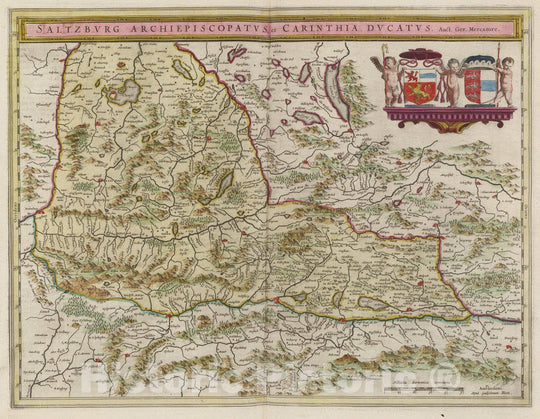 Historic Map : Germany, Saltzbvrg Archiepiscopatvs et Carinthia Dvcatvs, 1665 Atlas , Vintage Wall Art