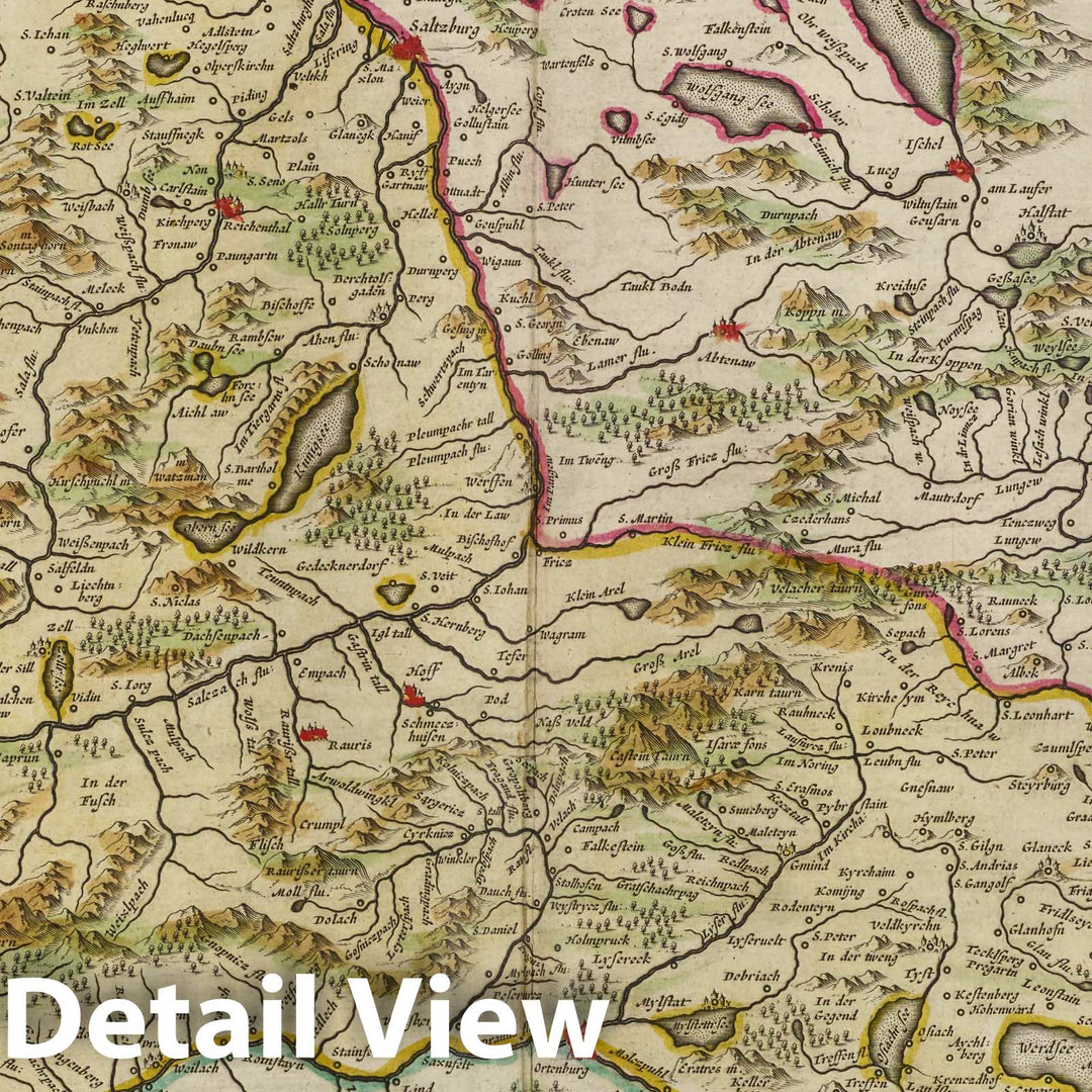 Historic Map : Germany, Saltzbvrg Archiepiscopatvs et Carinthia Dvcatvs, 1665 Atlas , Vintage Wall Art