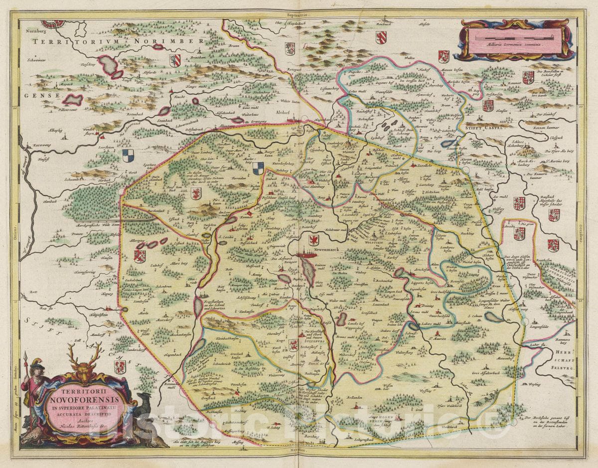 Historic Map : Germany, Territorii Novoforensis. Accurata Descriptio, 1665 Atlas , Vintage Wall Art