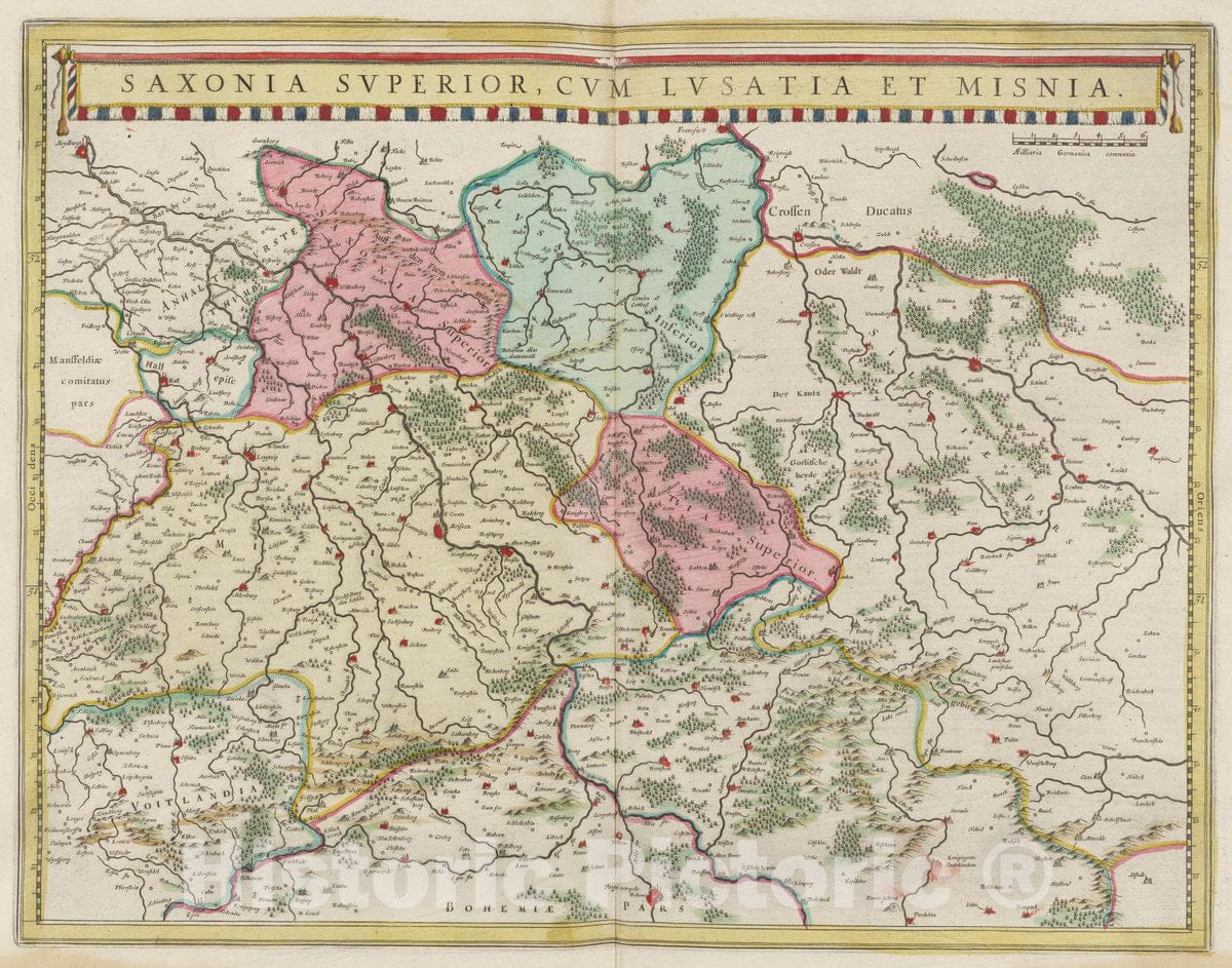 Historic Map : Germany, Saxonia Svperior Cvm Lvsatia Et Misnia, 1665 Atlas , Vintage Wall Art