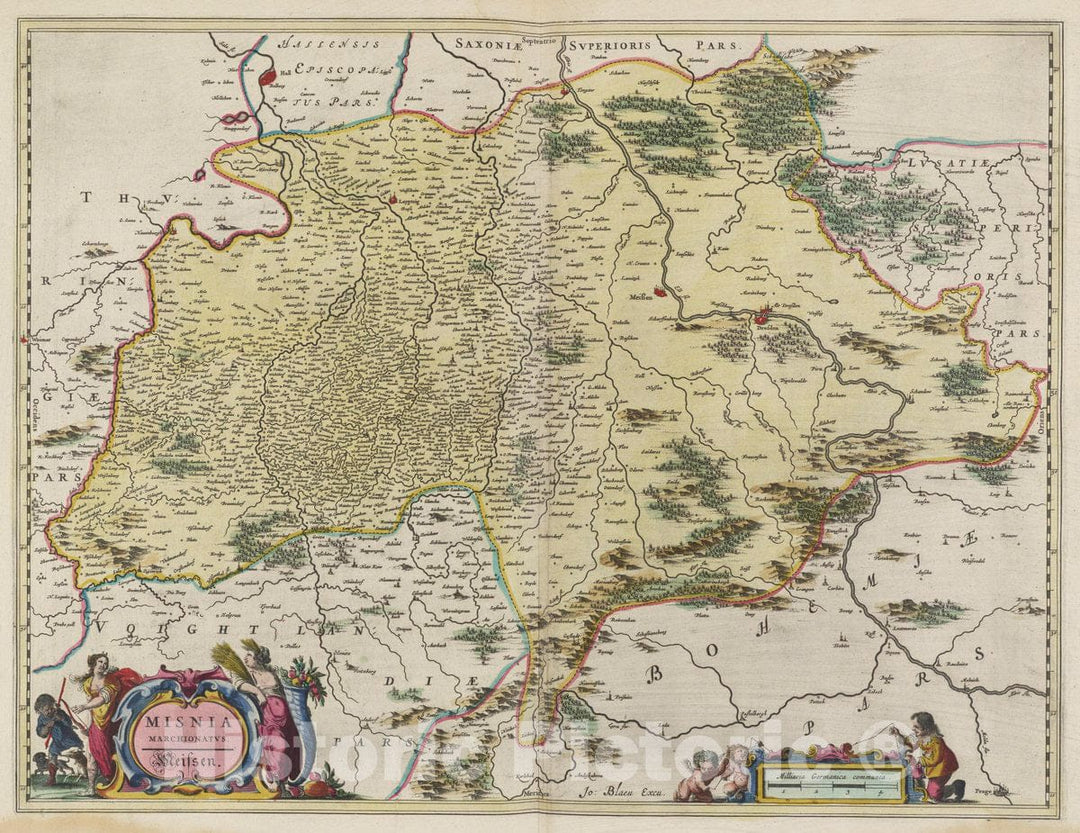 Historic Map : Germany, Atlas Maior Sive Cosmographia Blaviana, Qua Solvm, Salvm, Coelvm, Accvratissime Describvntvr. Misnia Marchionatvs, 1665 Atlas , Vintage Wall Art