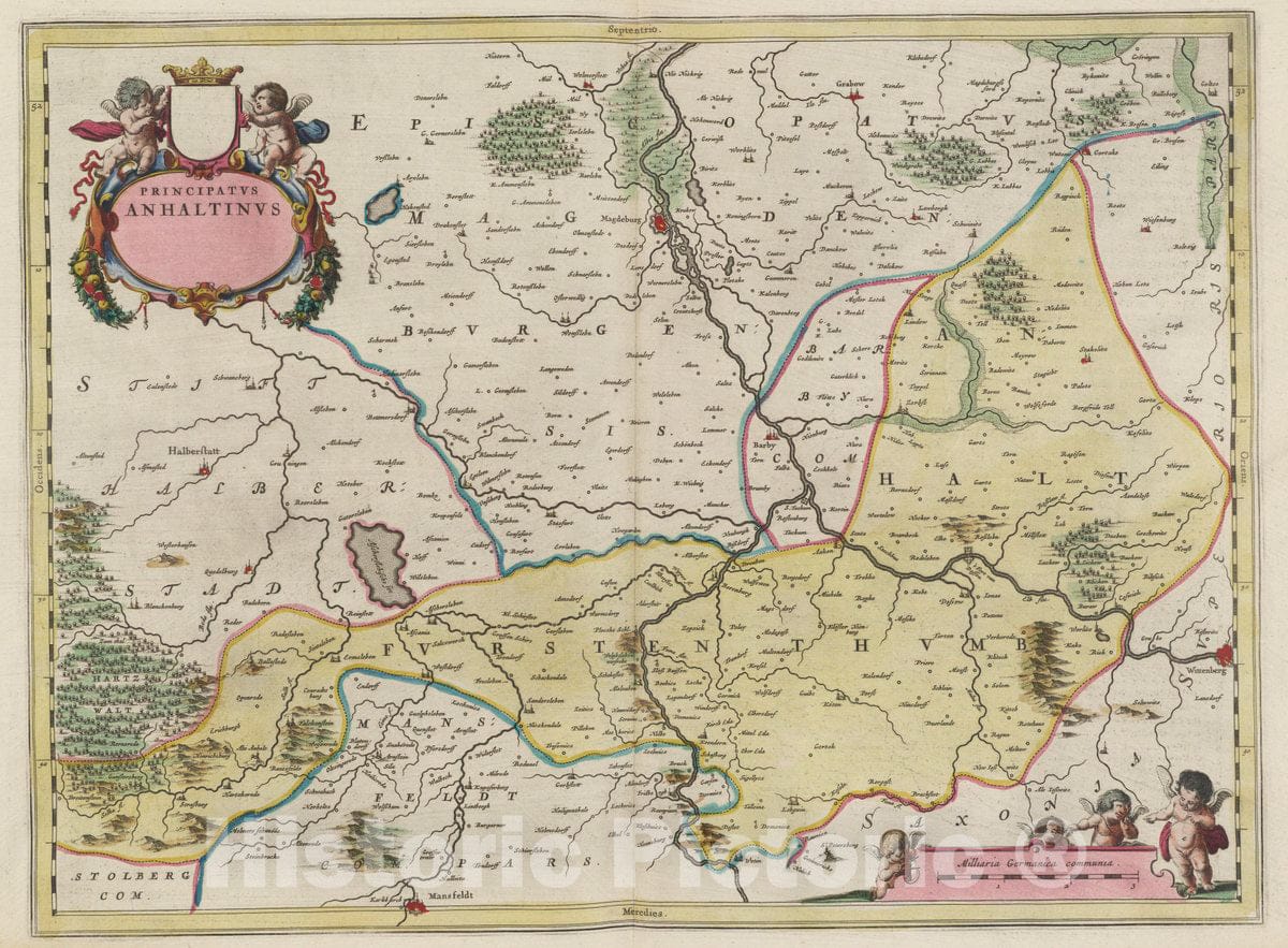 Historic Map : Germany, Principatvs Anhaltinvs, 1665 Atlas , Vintage Wall Art