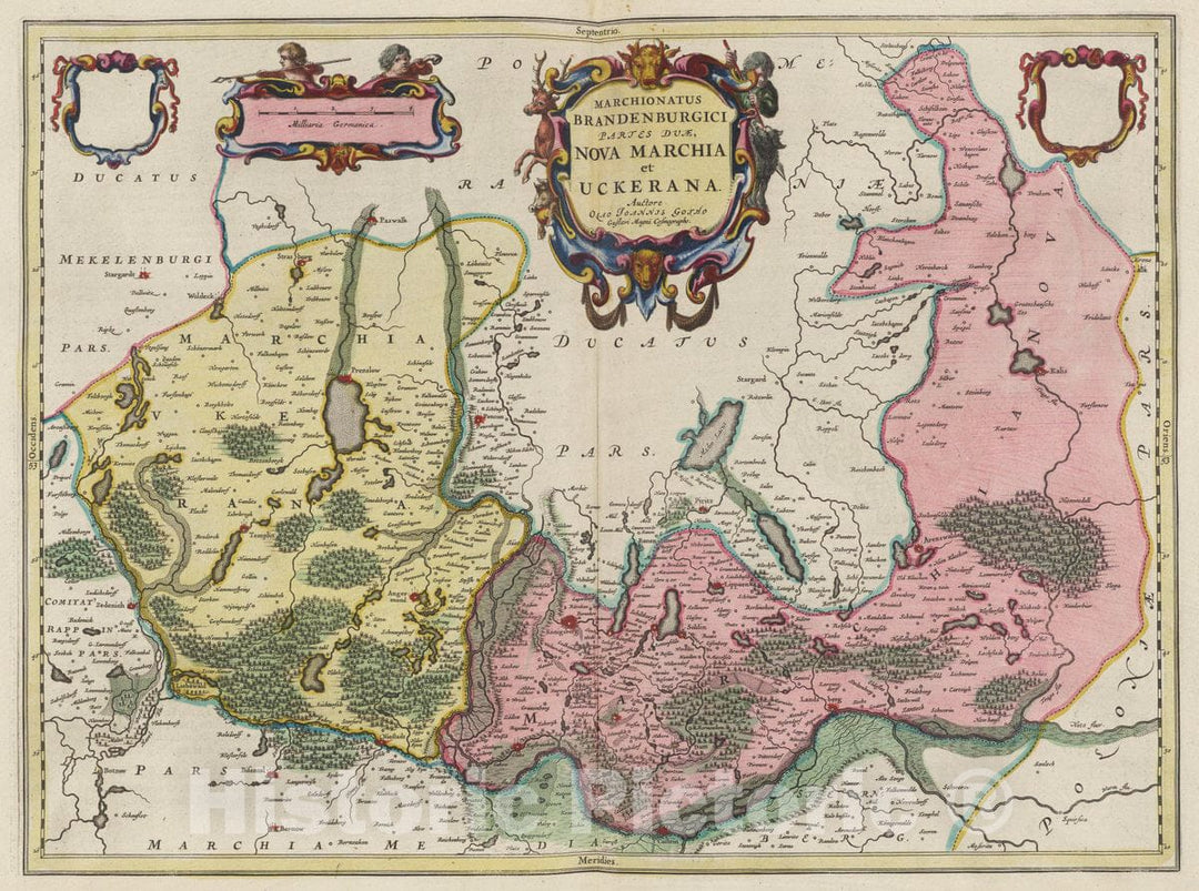 Historic Map : Germany, Marchionatus Brandenburgici Partes Duae, Nova Marchia et Uckerana, 1665 Atlas , Vintage Wall Art