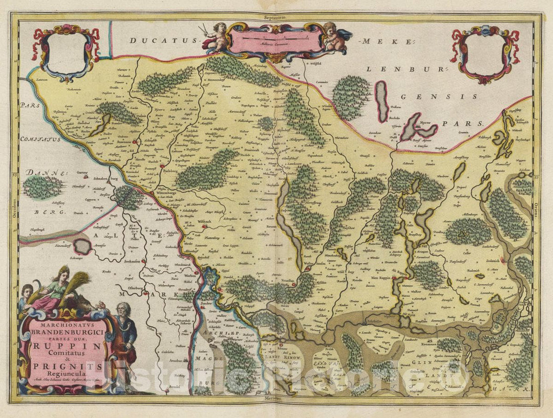 Historic Map : Germany, Marchionatus Brandenburgici Partes Duae, Ruppin, 1665 Atlas , Vintage Wall Art