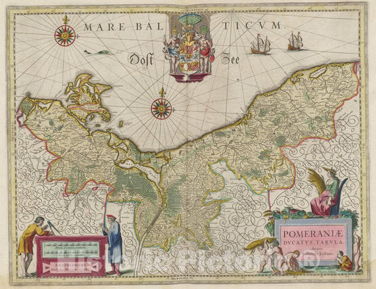 Historic Map : Germany, Pomerania Pomeraniae Dvcatvs Tabvla, 1665 Atlas , Vintage Wall Art