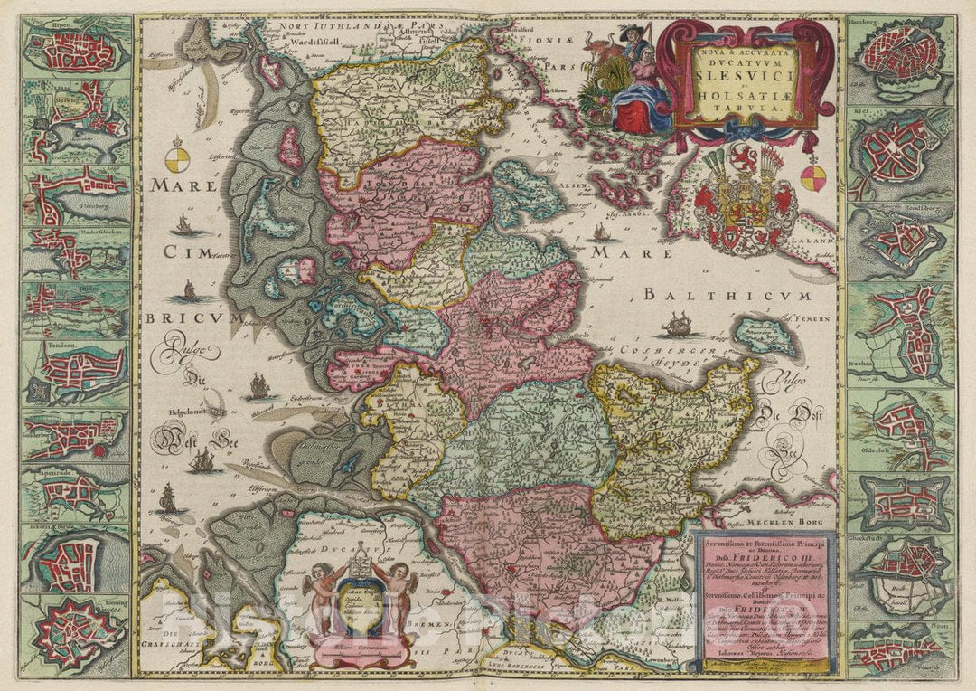 Historic Map : Germany, Silesia Nova & Accurata Dvcatvvm Slesvici Et Holsatiae Tabvla, 1665 Atlas , Vintage Wall Art