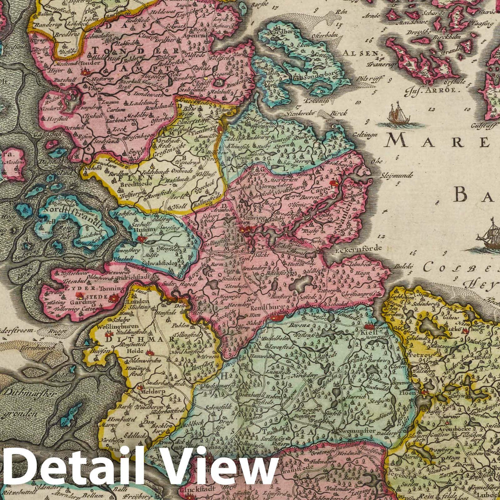 Historic Map : Germany, Silesia Nova & Accurata Dvcatvvm Slesvici Et Holsatiae Tabvla, 1665 Atlas , Vintage Wall Art