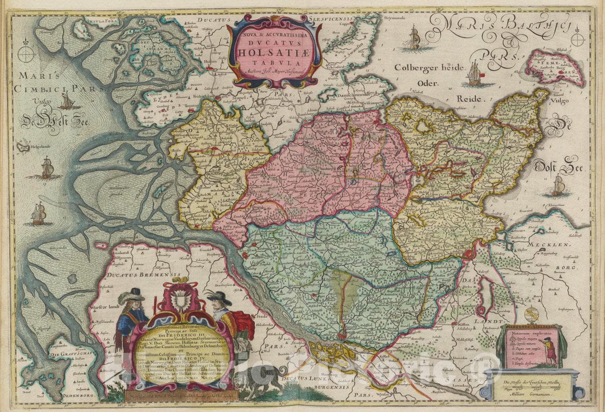 Historic Map : Germany, Nova & Accvratissima Dvcatvs Holsatiae Tabvla, 1665 Atlas , Vintage Wall Art