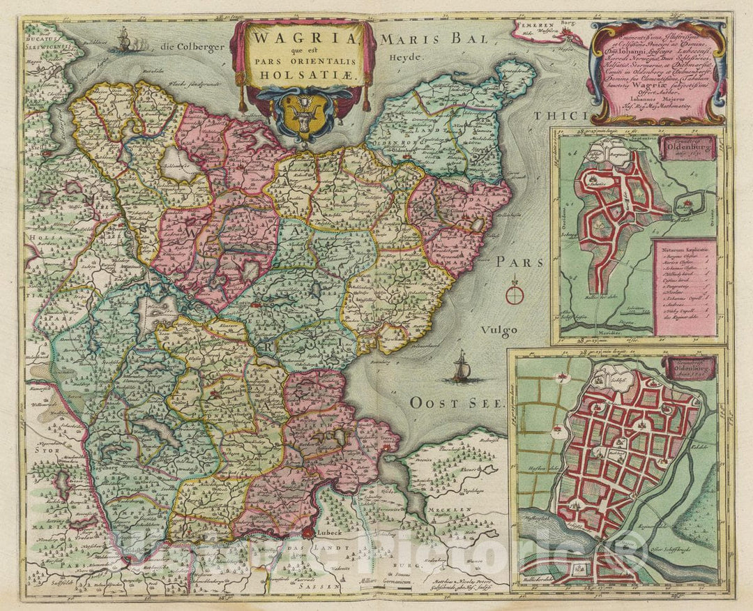 Historic Map : Germany, Wagria, que est Pars Orientalis Holsatiae, 1665 Atlas , Vintage Wall Art