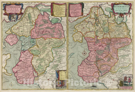 Historic Map : Germany, Atlas Maior Sive Cosmographia Blaviana, Qua Solvm, Salvm, Coelvm, Accvratissime Describvntvr. Dithmarsiae Tabvla, 1665 Atlas , Vintage Wall Art